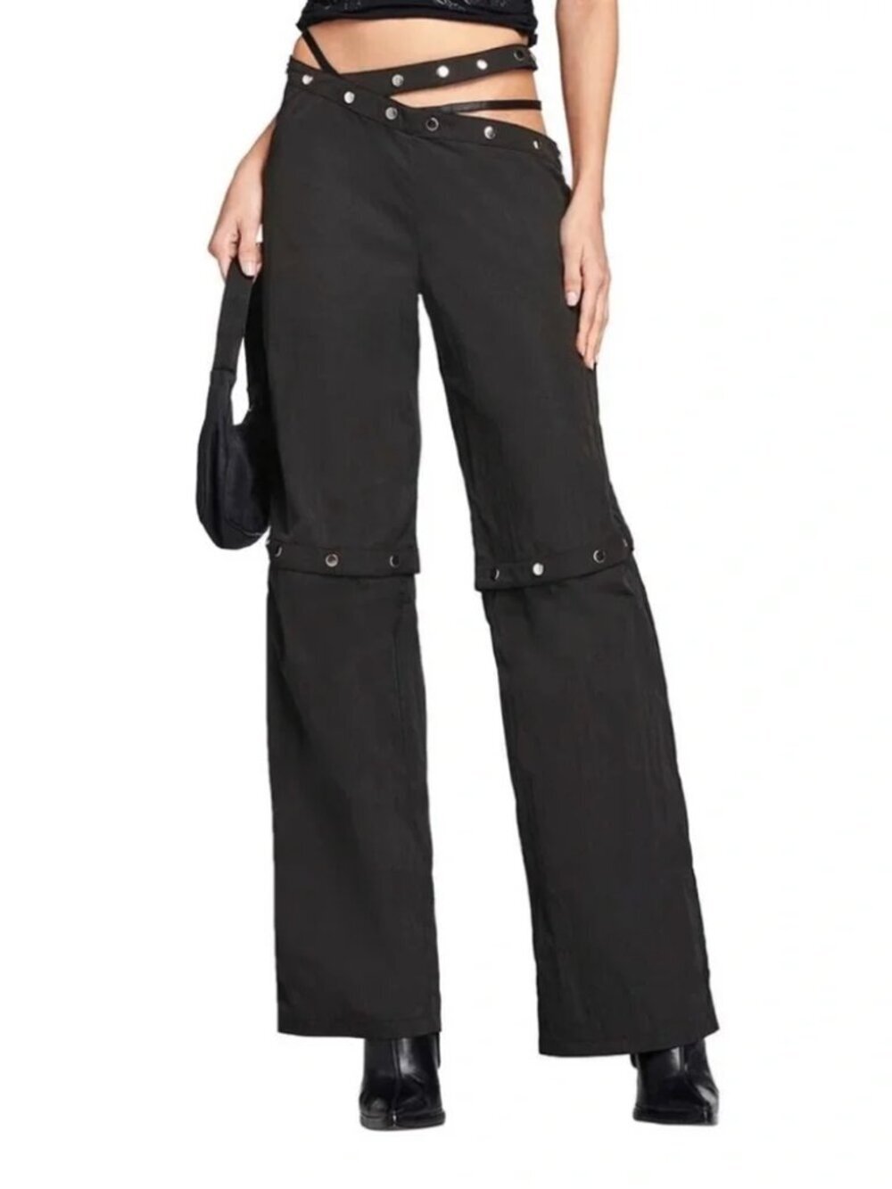 I Am Gia Skaara Pants Cargo Convertible Snap Zip Lightweight Black Size Small